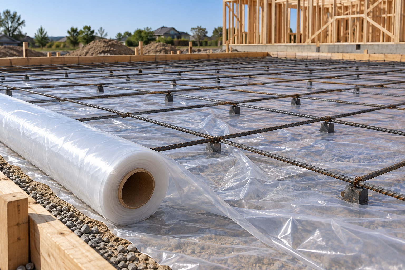 Polyethylene film used beneath a concrete slab